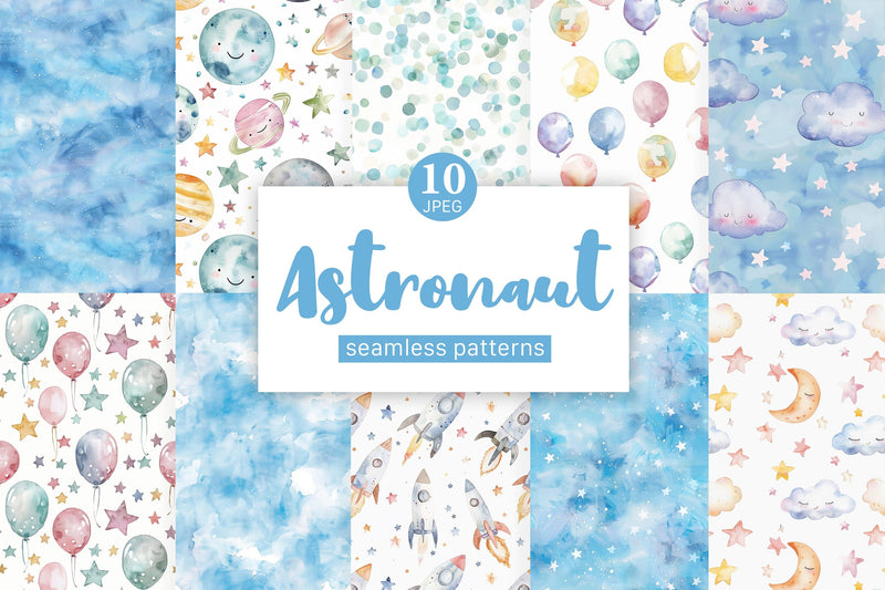 Astronaut Digital Paper | Space Seamless Pattern Digital Pattern GlamArtZhanna 