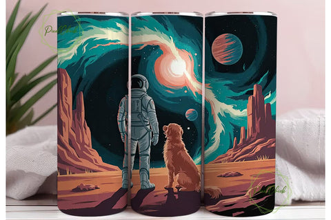 Astronaut & Dog Space 20oz Tumbler Wrap Sublimation PixelChick 