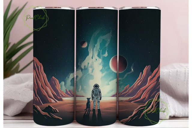 Astronaut & Dog Space 20oz Tumbler Wrap Sublimation PixelChick 