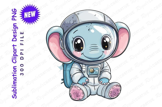 Astronaut Elephant Clipart Png Cute Space Animal Sublimation Regulrcrative 
