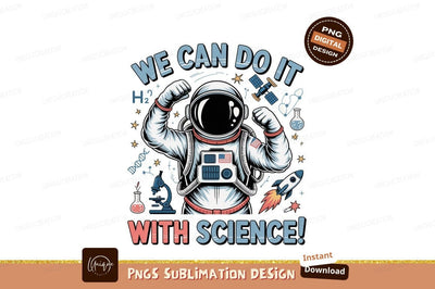 Astronaut flexing with science symbols space rocket Sublimation Designangry 