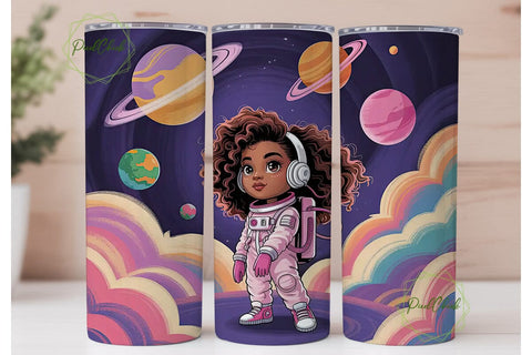Astronaut Girl 20oz Tumbler Wrap Sublimation PixelChick 