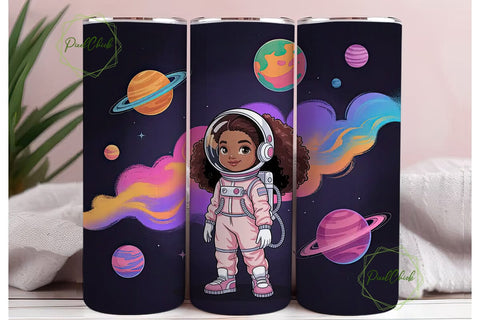 Astronaut Girl 20oz Tumbler Wrap Sublimation PixelChick 