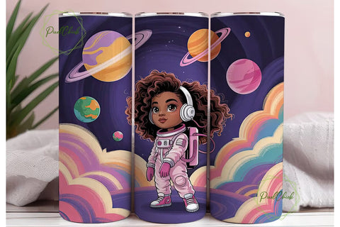 Astronaut Girl 20oz Tumbler Wrap Sublimation PixelChick 