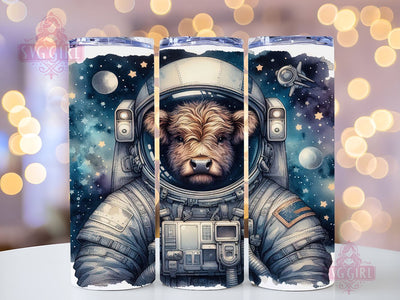 Astronaut Highland Cow 20oz Tumbler Wrap Sublimation Design, Straight Tapered Tumbler Wrap, Outer Space Tumbler Png, Instant Digital Download Sublimation SvggirlplusArt 