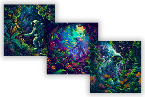 Astronaut Joy Seamless Pattern Set | Astronaut Pattern Print, Outer Space Digital Paper, Seamless, Commercial Use, Scrapbook, Background, Wallpaper, POD, Solar System, Planets, Rockets, Space Ship Sublimation FloridPrintables 