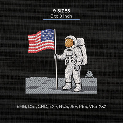 Astronaut Moon Swing Embroidery Design – Space Explorer Crescent Moon Astronaut Machine Embroidery File Embroidery/Applique DESIGNS PatternFeed8 