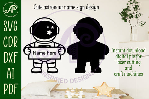 Astronaut name sign svg laser cut file SVG APInspireddesigns 