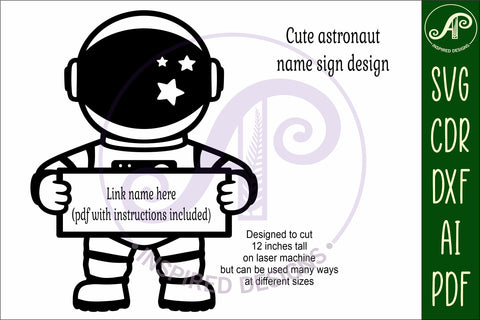 Astronaut name sign svg laser cut file SVG APInspireddesigns 
