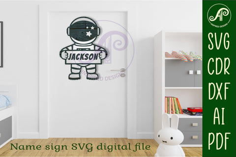 Astronaut name sign svg laser cut file SVG APInspireddesigns 