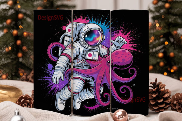 Astronaut Octopus Space 20oz Tumbler Sublimation DesignSVG 