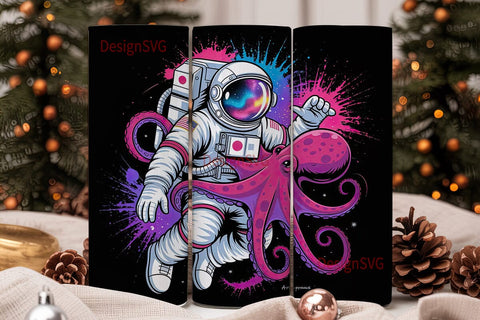 Astronaut Octopus Space 20oz Tumbler Sublimation DesignSVG 