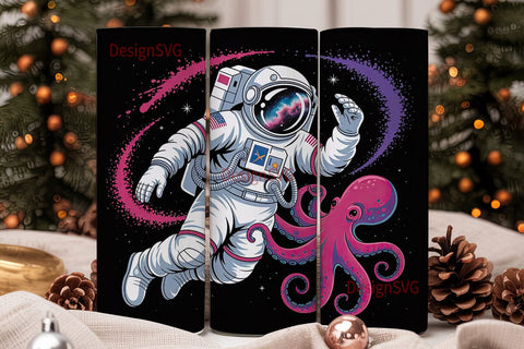 Astronaut Octopus Space 20oz Tumbler Sublimation DesignSVG 