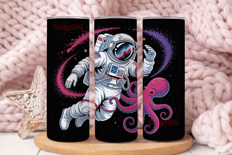 Astronaut Octopus Space 20oz Tumbler Sublimation DesignSVG 