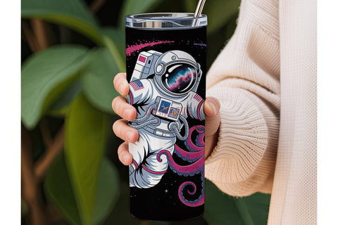 Astronaut Octopus Space 20oz Tumbler Sublimation DesignSVG 