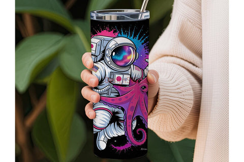 Astronaut Octopus Space 20oz Tumbler Sublimation DesignSVG 
