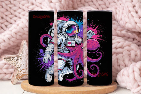 Astronaut Octopus Space 20oz Tumbler Sublimation DesignSVG 