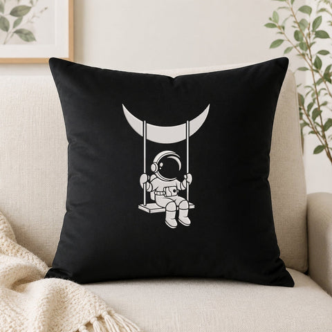Astronaut on Moon Swing Embroidery Design – Cute Space Astronaut Crescent Moon Machine Embroidery File Embroidery/Applique DESIGNS PatternFeed8 