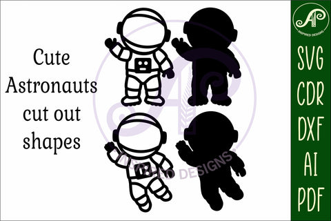 Astronaut outline designs two layer cut out laser cut SVG APInspireddesigns 