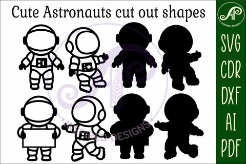 Astronaut outline designs two layer cut out laser cut SVG APInspireddesigns 