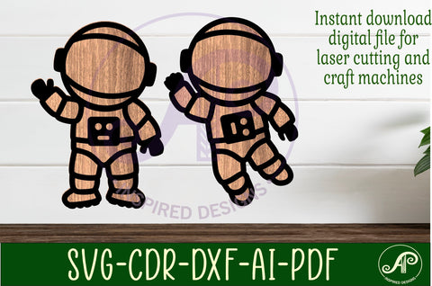 Astronaut outline designs two layer cut out laser cut SVG APInspireddesigns 