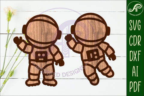 Astronaut outline designs two layer cut out laser cut SVG APInspireddesigns 