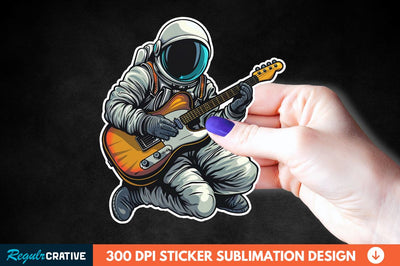 Astronaut Playing Guitar Sticker Clipart Sublimation Regulrcrative 