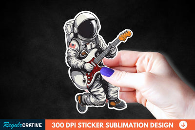 Astronaut Playing Guitar Sticker Clipart Sublimation Regulrcrative 