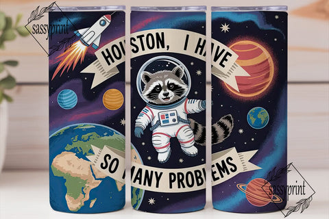 Astronaut Raccoon 20oz Tumbler Wrap Sublimation sassyprint 