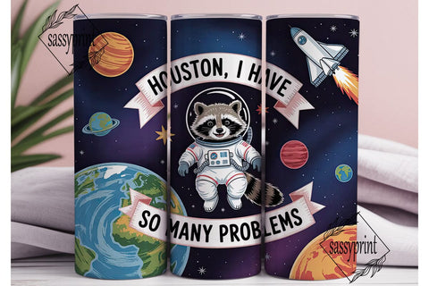 Astronaut Raccoon 20oz Tumbler Wrap Sublimation sassyprint 