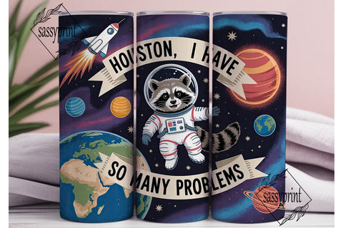 Astronaut Raccoon 20oz Tumbler Wrap Sublimation sassyprint 