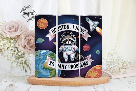 Astronaut Raccoon 20oz Tumbler Wrap Sublimation sassyprint 