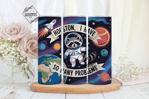 Astronaut Raccoon 20oz Tumbler Wrap Sublimation sassyprint 