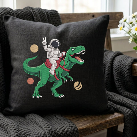 Astronaut Riding Dinosaur Embroidery Design – Space T Rex Funny Cosmic Adventure Machine Embroidery File Embroidery/Applique DESIGNS PatternFeed8 