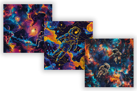 Astronaut Seamless Digital Paper | Seamless Space Pattern, Watercolor Astronaut Space Digital Paper Pack Seamless Pattern Galaxy Stars Printable Scrapbook Planets, Moon, Stars Sublimation FloridPrintables 