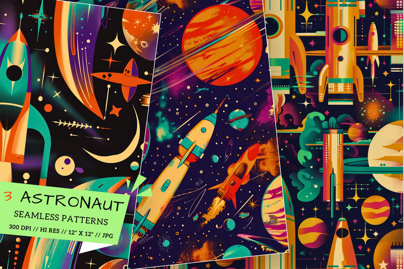 Astronaut Seamless Pattern Fun | Galactic Seamless Pattern, Outer Space ...