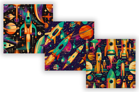 Astronaut Seamless Pattern Fun | Galactic Seamless Pattern, Outer Space Digital Paper, Seamless, Commercial Use, Scrapbook, Background, Wallpaper, POD, Solar System, Planets, Rockets, Space Ship Sublimation FloridPrintables 