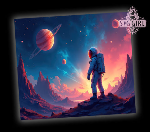 Astronaut Space 20oz Tumbler Wrap Sublimation Design, Straight Tapered Tumbler Wrap, Galaxy Tumbler Png, Instant Digital Download Sublimation SvggirlplusArt 