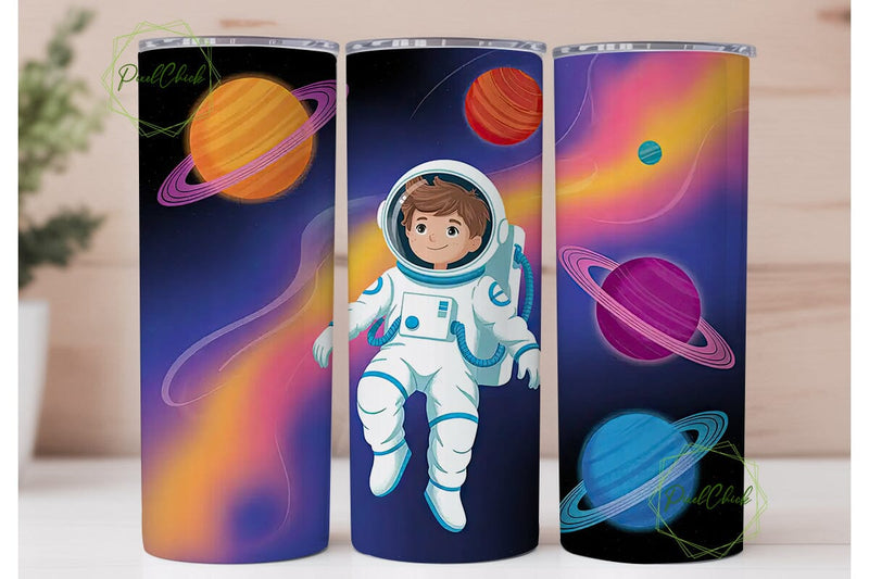 Astronaut Space Adventure Tumbler Wrap Sublimation PixelChick 