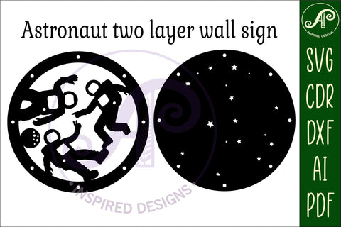 Astronaut two layer wall art sign, SVG file. vector file SVG APInspireddesigns 