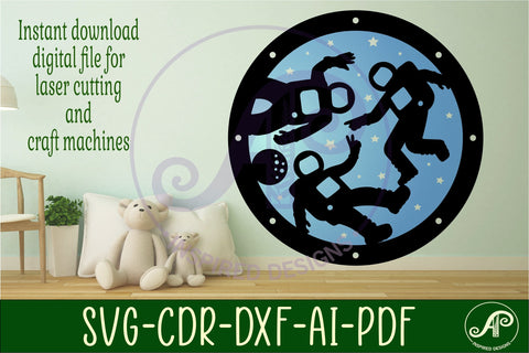 Astronaut two layer wall art sign, SVG file. vector file SVG APInspireddesigns 