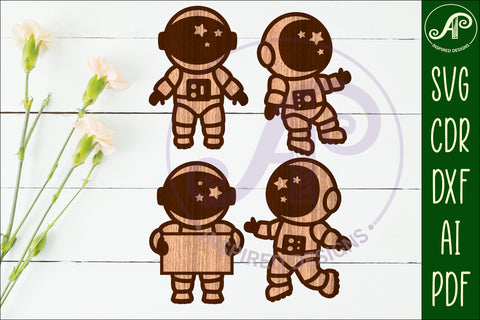 Astronaut with star helmet designs two layer cut out SVG APInspireddesigns 