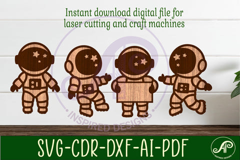 Astronaut with star helmet designs two layer cut out SVG APInspireddesigns 