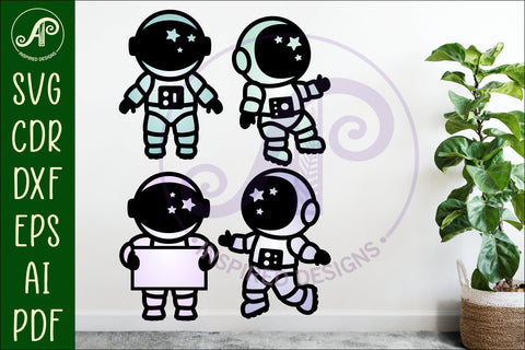 Astronaut with star helmet designs two layer cut out SVG APInspireddesigns 