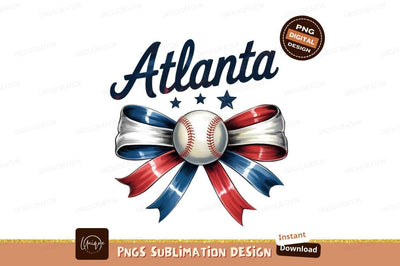 Atlanta Baseball Patriotic Ribbon Sublimation Design Sublimation Designangry 