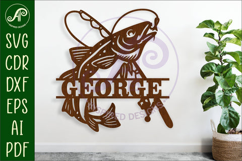 Atlantic Cod fish name sign svg laser cut file SVG APInspireddesigns 