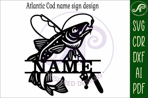 Atlantic Cod fish name sign svg laser cut file SVG APInspireddesigns 