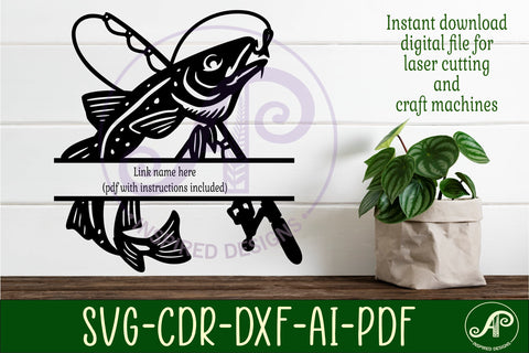 Atlantic Cod fish name sign svg laser cut file SVG APInspireddesigns 
