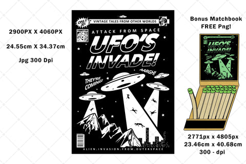 Attack From Space - Ufo's Invade - Flying Saucers Poster Art Sublimation Karma Genie Graphics 