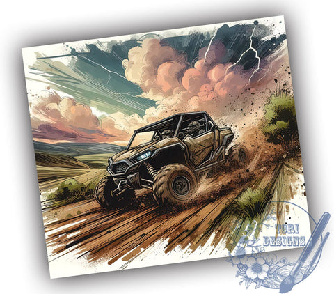 ATV Tumbler Wrap, All Terrain Vehicle Design, Mudding Tumbler, 20oz Skinny Tumbler, Sublimation PNG, Off-Road Drinkware, Side By Side Vehicle Sublimation ToriDesigns 